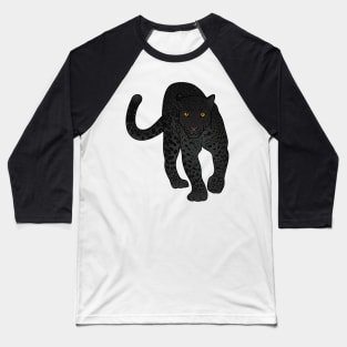 Black Jaguar Panther Stalking Baseball T-Shirt